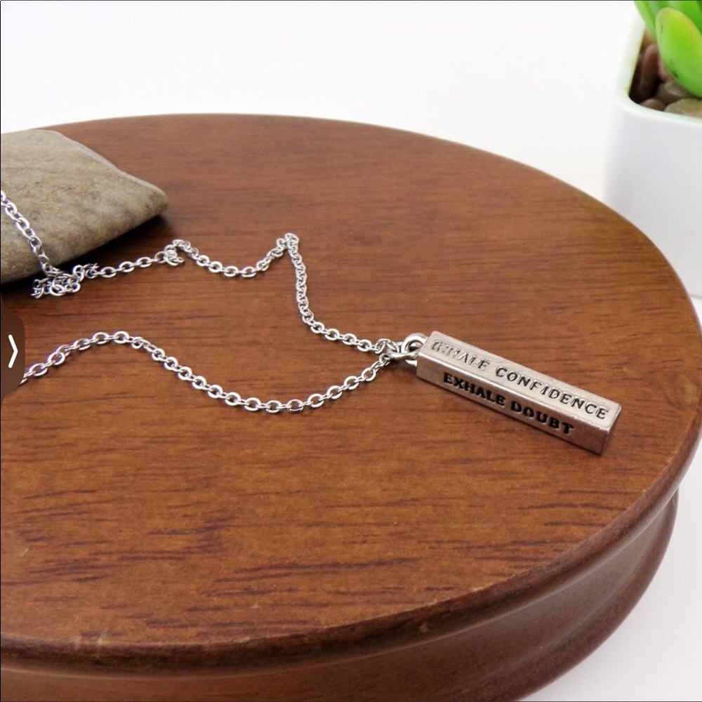 Inhale Confidence/Exhale Doubt Bar Charm Necklace